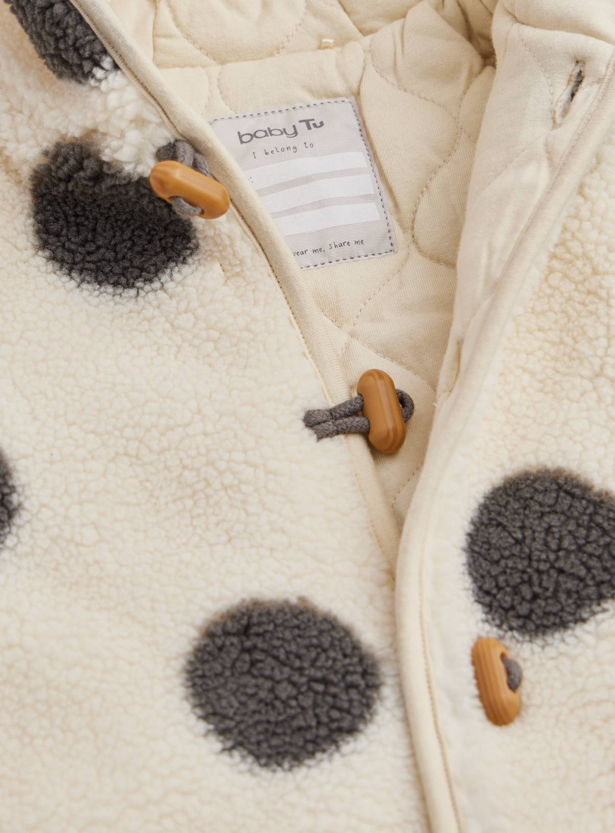 Cream Spotted Borg Pramsuit 18-24 months - Image 2